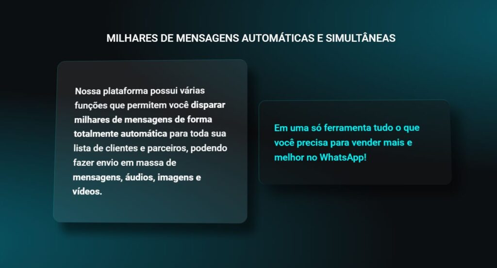 O Zap Suite é a solução perfeita para otimizar o atendimento no WhatsApp. Com uma interface simples e intuitiva, mesmo usuários com pouca experiência em tecnologia podem usá-lo facilmente. Grave, salve funis de vendas e automatize respostas em texto e áudio com um clique. Flexível, respeita os intervalos definidos pelo usuário. Ideal para pequenos empresários em busca de eficiência e empreendedores digitais que trabalham com WhatsApp. Versátil e acessível, o Zap Suite é a chave para um atendimento consistente e operações otimizadas.