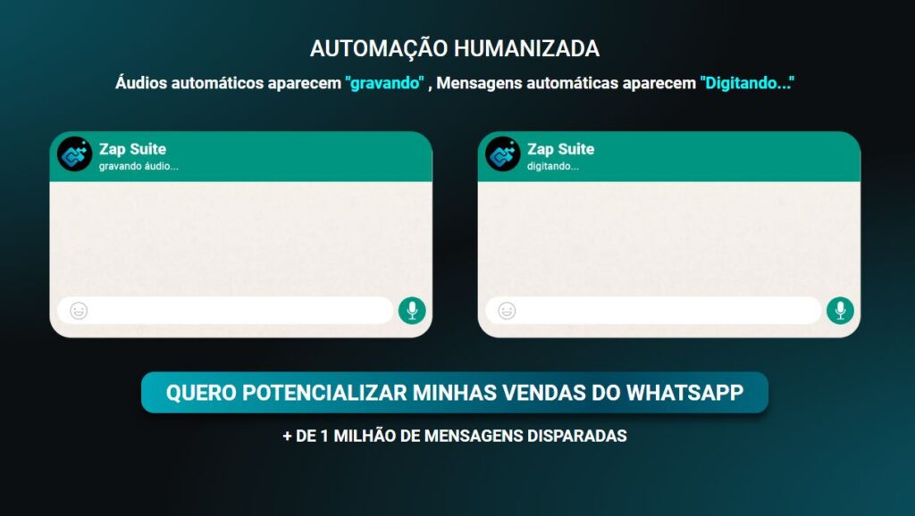 O Zap Suite é a solução perfeita para otimizar o atendimento no WhatsApp. Com uma interface simples e intuitiva, mesmo usuários com pouca experiência em tecnologia podem usá-lo facilmente. Grave, salve funis de vendas e automatize respostas em texto e áudio com um clique. Flexível, respeita os intervalos definidos pelo usuário. Ideal para pequenos empresários em busca de eficiência e empreendedores digitais que trabalham com WhatsApp. Versátil e acessível, o Zap Suite é a chave para um atendimento consistente e operações otimizadas.