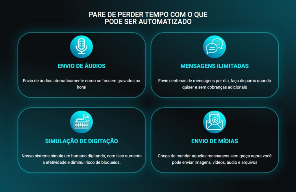 O Zap Suite é a solução perfeita para otimizar o atendimento no WhatsApp. Com uma interface simples e intuitiva, mesmo usuários com pouca experiência em tecnologia podem usá-lo facilmente. Grave, salve funis de vendas e automatize respostas em texto e áudio com um clique. Flexível, respeita os intervalos definidos pelo usuário. Ideal para pequenos empresários em busca de eficiência e empreendedores digitais que trabalham com WhatsApp. Versátil e acessível, o Zap Suite é a chave para um atendimento consistente e operações otimizadas.