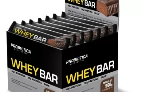 Suplemento Whey Bar em Barra Probiótica Sabor Chocolate 960g 24 un